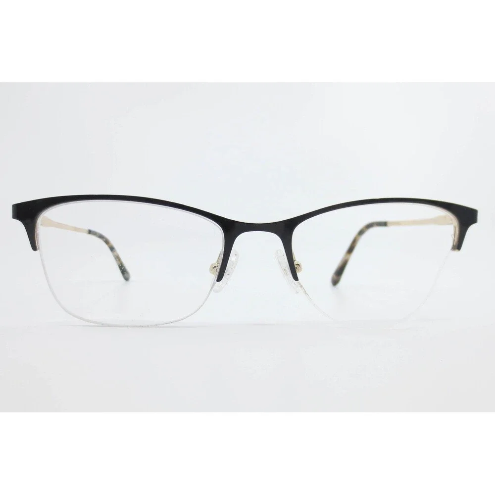 Karen Kane Spearmint Eyeglasses Black Gold Semi Rimless Cat Eye Frames 51-18-140